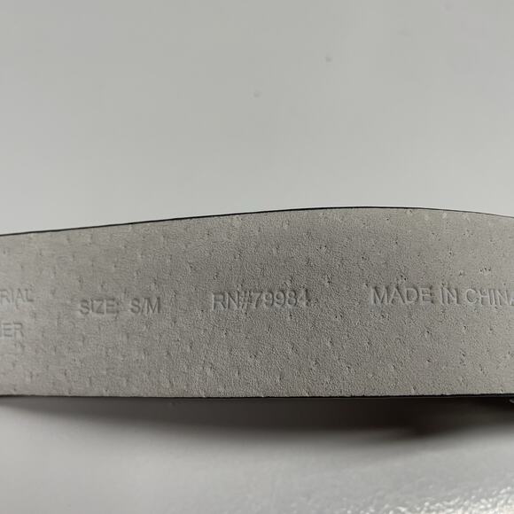 Chicos Leather Slide Belt Size S/M Black Turquoise Silver Tone Buckle Boho - Picture 7 of 8